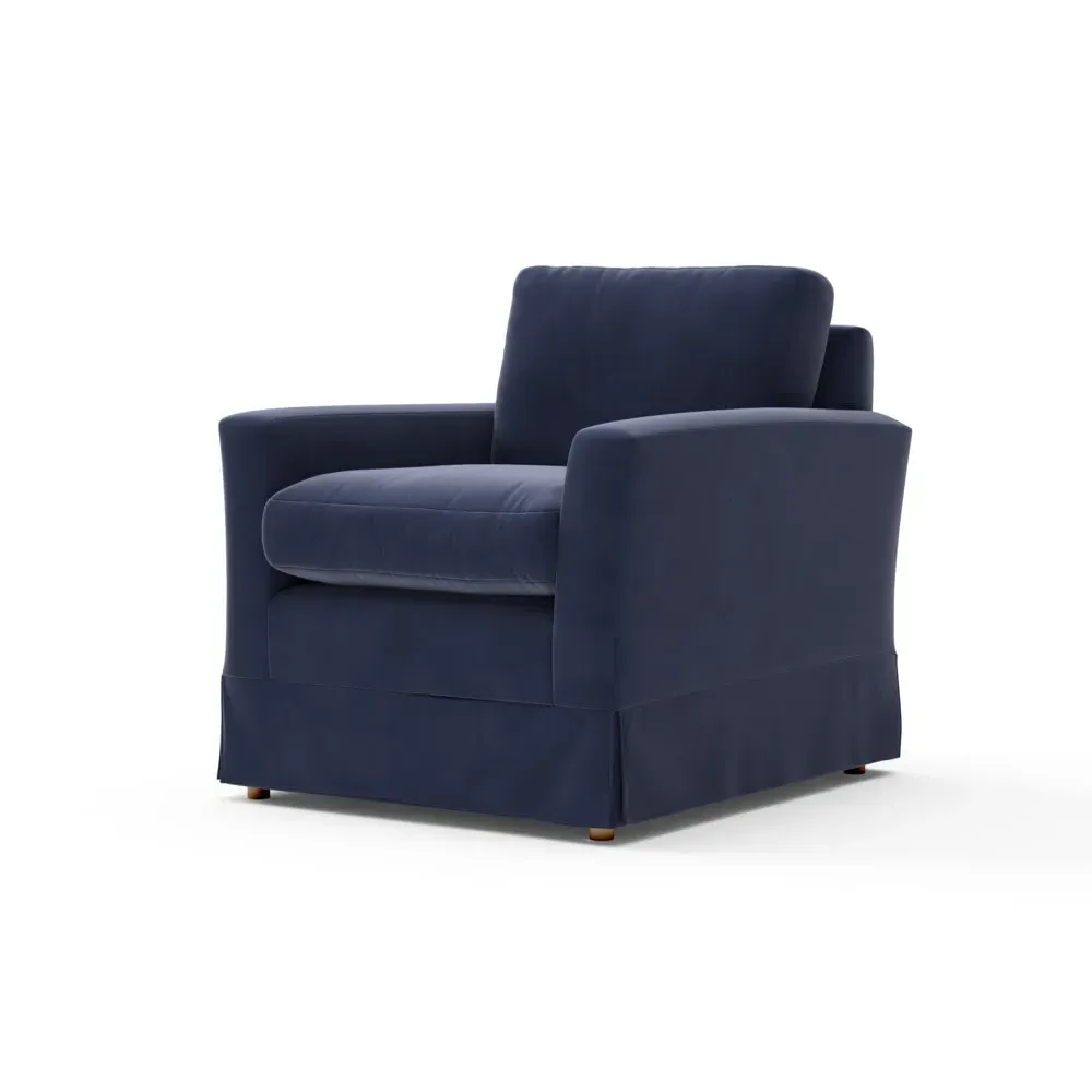 Austen Armchair - Deep Blue, Matt Velvet