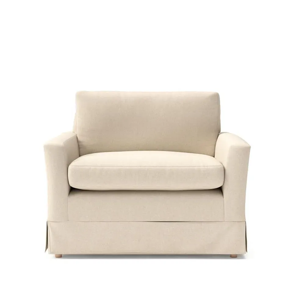 Love Seat - Lily White, House Linen Mix