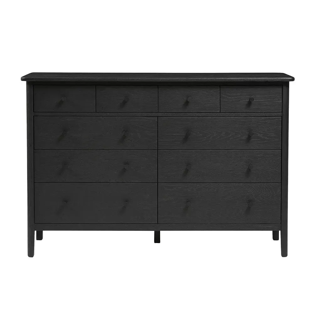 Berkeley Black Oak 10 Drawer Chest - Black