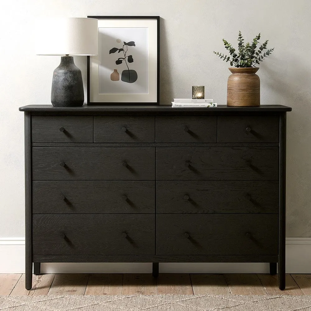 Berkeley Black Oak 10 Drawer Chest - Black