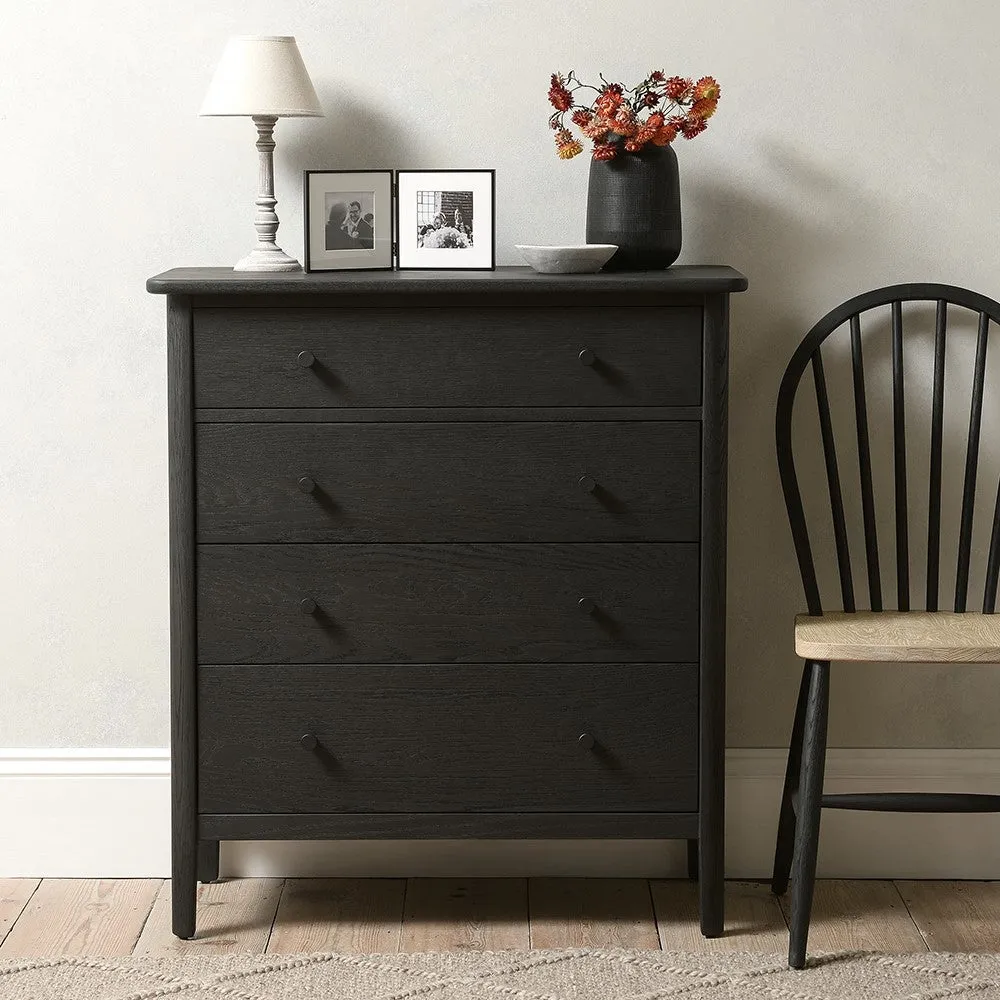 Berkeley Black Oak 4 Drawer Chest - Black, Oak