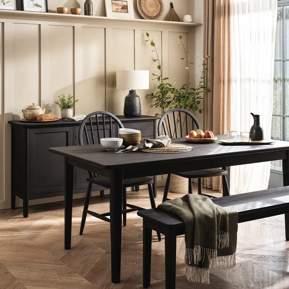 Berkeley Black Oak 6-8 Seater Extending Dining Table - Black