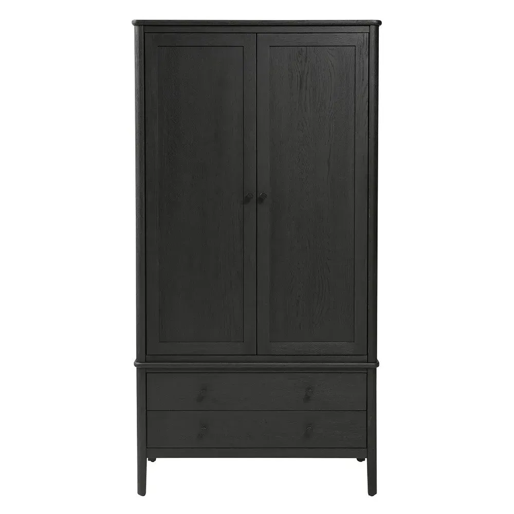 Berkeley Black Oak Double Wardrobe - Brown