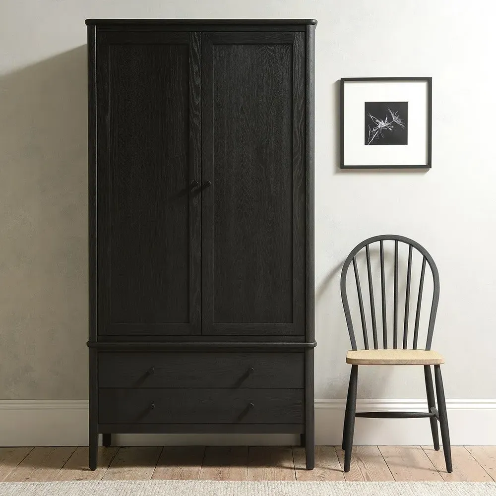 Berkeley Black Oak Double Wardrobe - Brown image
