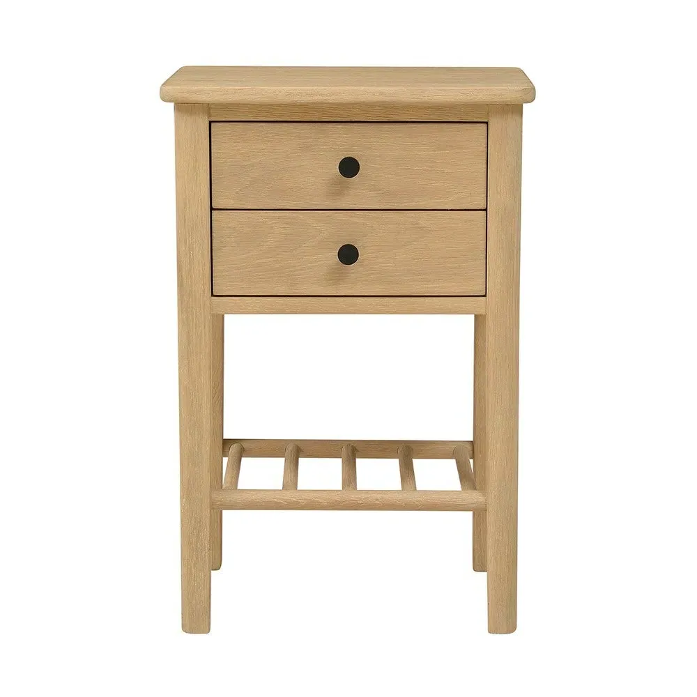 Berkeley Nordic Oak 2 Drawer Bedside Table - Oak