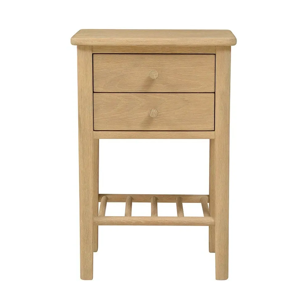 Berkeley Nordic Oak 2 Drawer Bedside Table - Oak