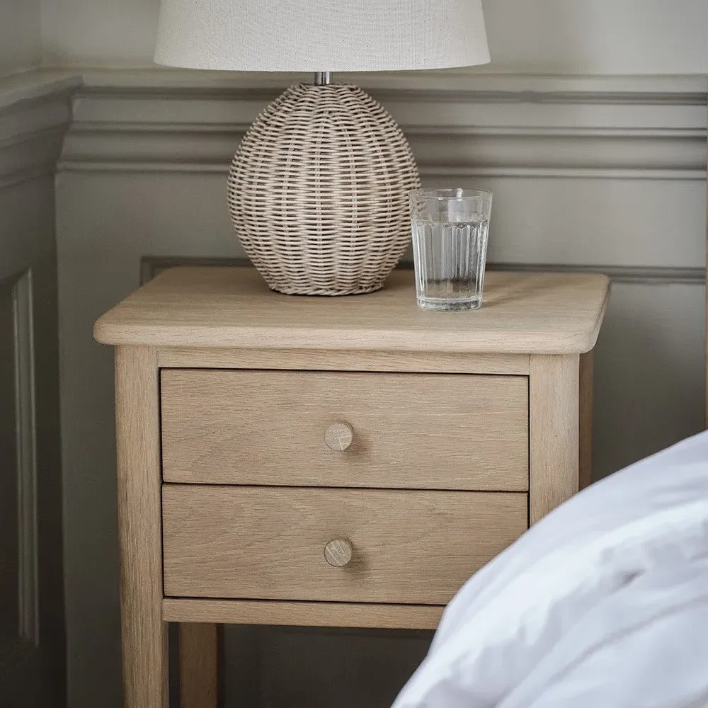 Berkeley Nordic Oak 2 Drawer Bedside Table - Oak