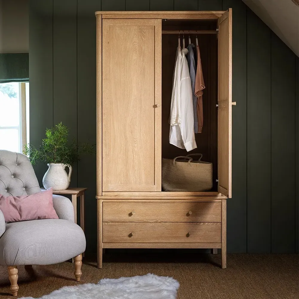 Berkeley Nordic Oak Double Wardrobe with Drawers - Oak