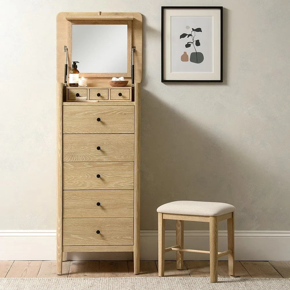Berkeley Nordic Oak Vanity Tallboy with Mirror - Oak