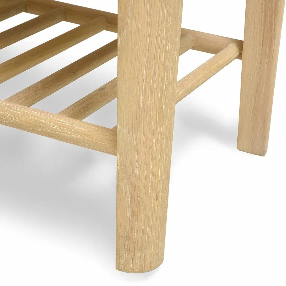 Shoe Storage Bench with Shelf - Oak