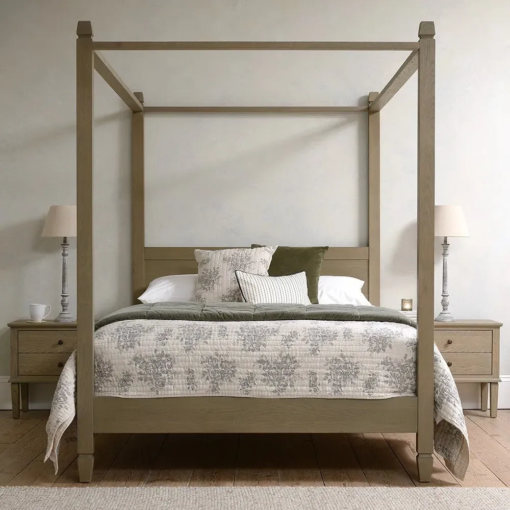 Bibury King Size 4-Poster Bed - Brown, Oak