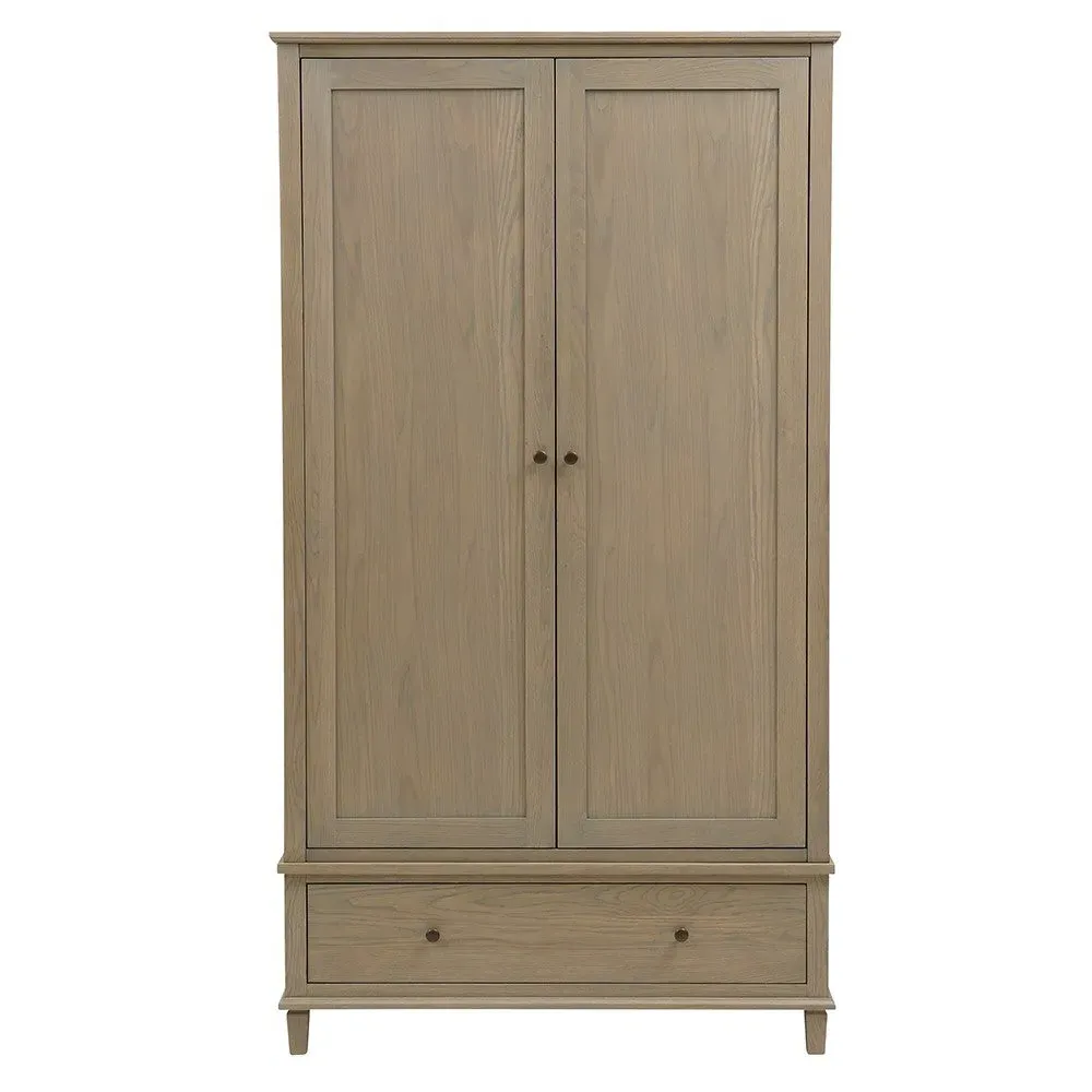 Double Wardrobe with Drawer - Brown, Oak