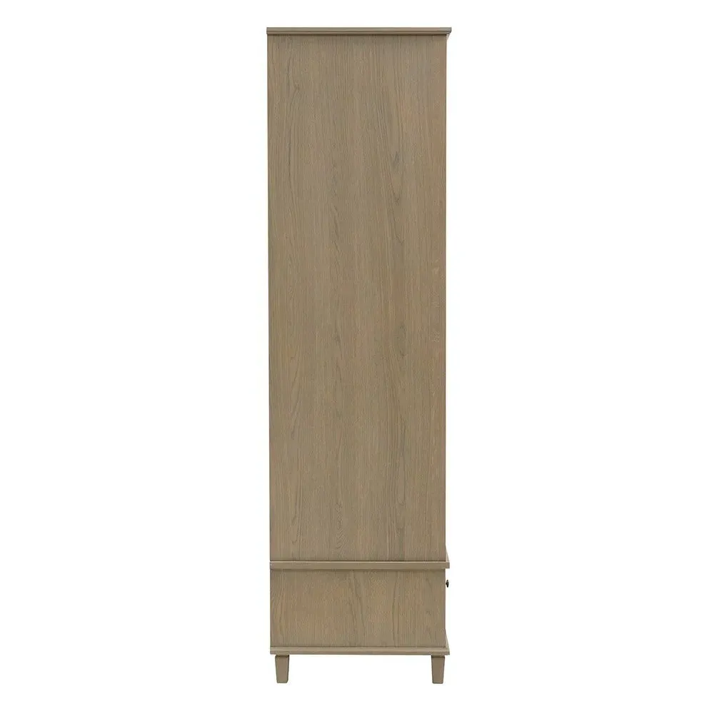 Double Wardrobe with Drawer - Brown, Oak
