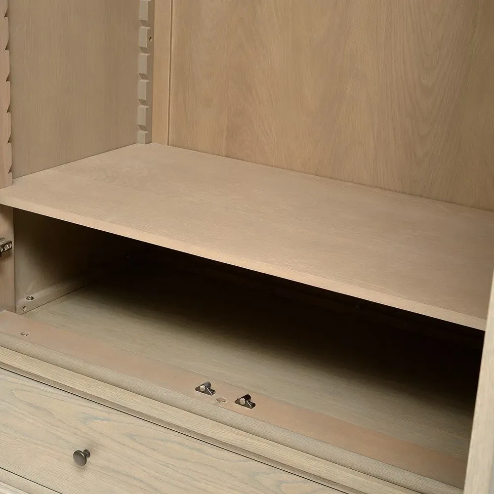 Double Wardrobe with Drawer - Brown, Oak