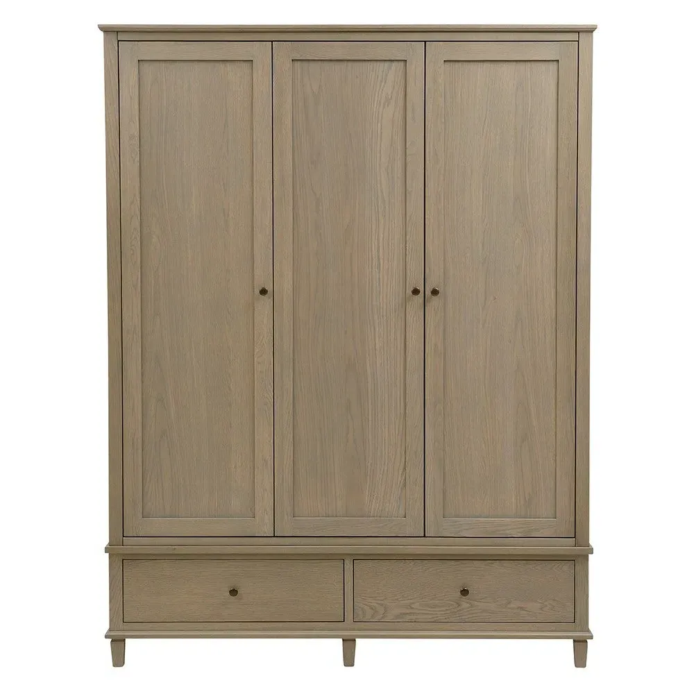Triple Wardrobe with Drawers - Brown, Oak