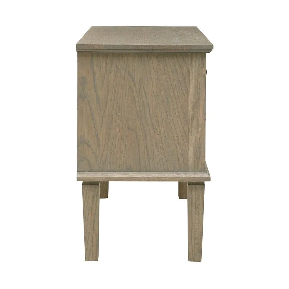 Wide 2 Drawer Bedside Table - Brown, Oak