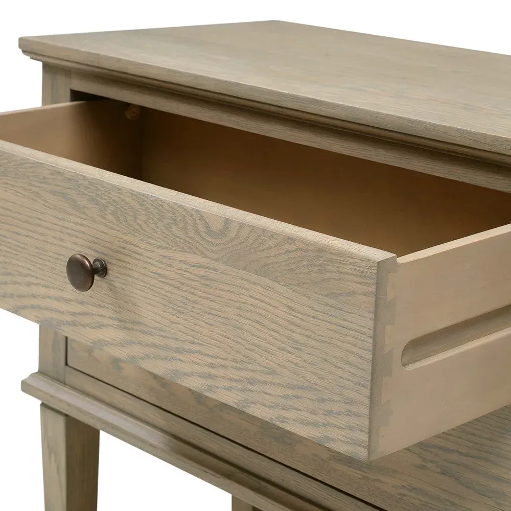 Wide 2 Drawer Bedside Table - Brown, Oak