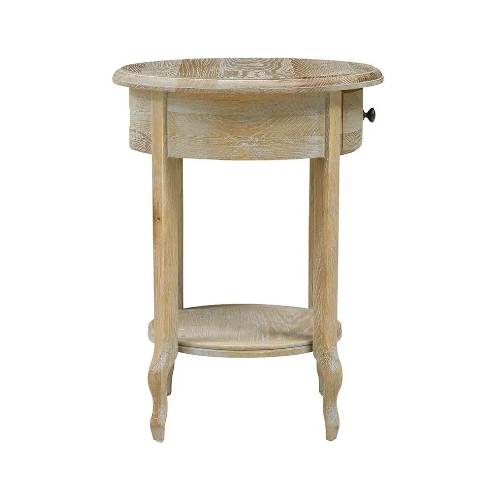 1 Drawer Bedside Table with Shelf - Limewash, Oak