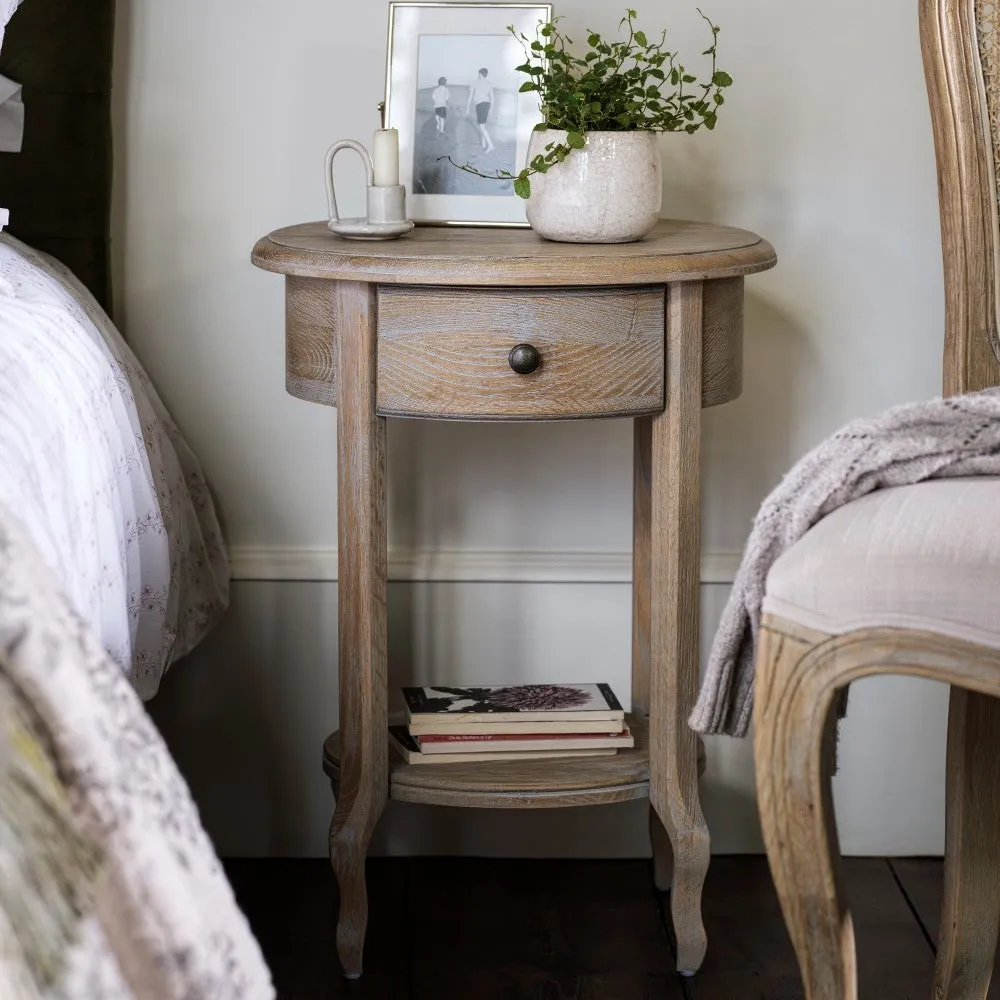 1 Drawer Bedside Table with Shelf - Limewash, Oak image