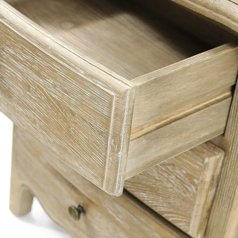 Camille 3 Drawer Bedside Table - Limewash Oak