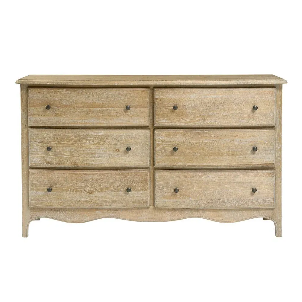 Camille 6 Drawer Chest - Limewash Oak