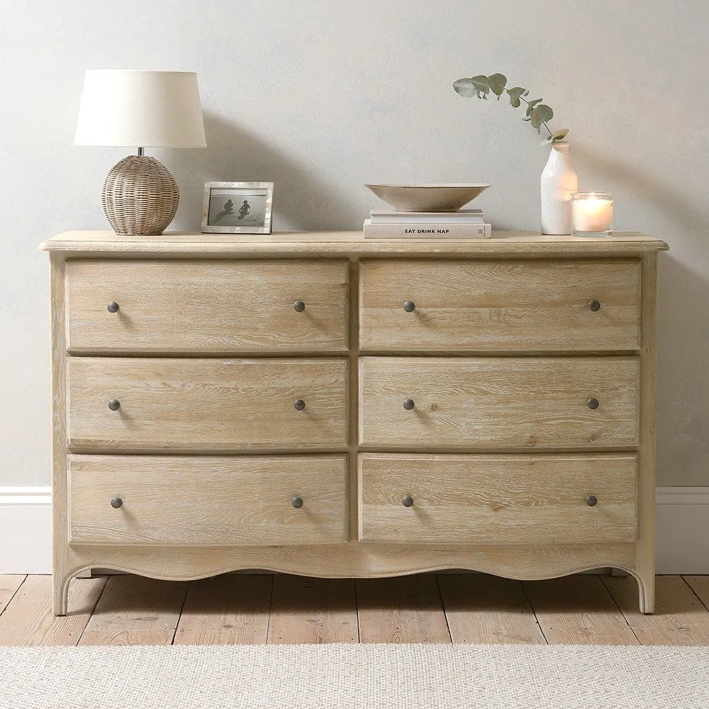 Camille 6 Drawer Chest - Limewash Oak