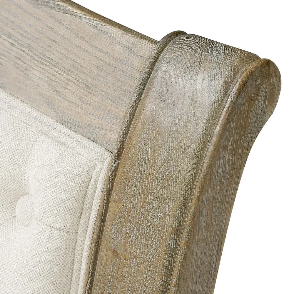 Camille Buttoned King Size Bed Frame - Limewash, Oak