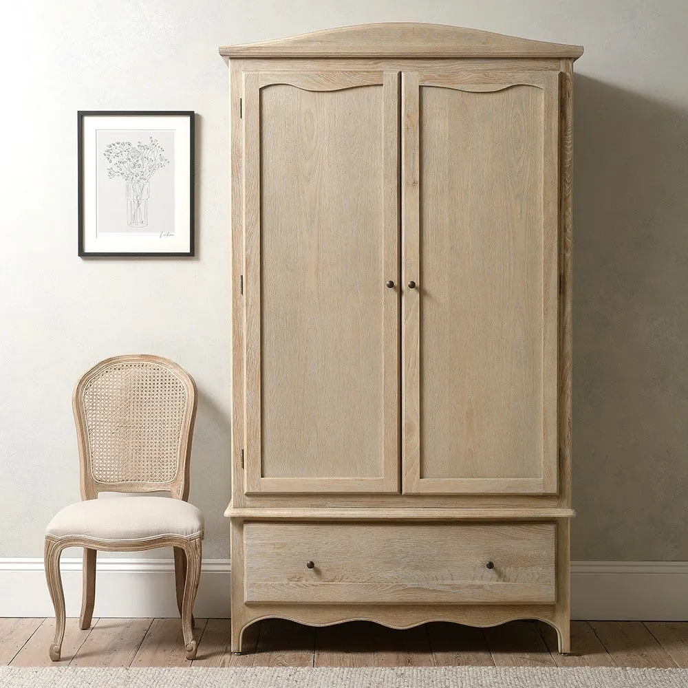 Camille Double Wardrobe with Drawer - Limewash, Oak image