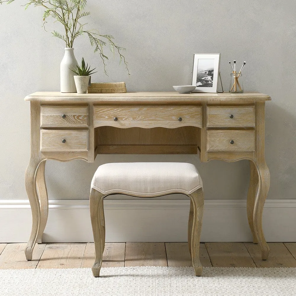 Camille Dressing Table with Drawers - Limewash, Oak