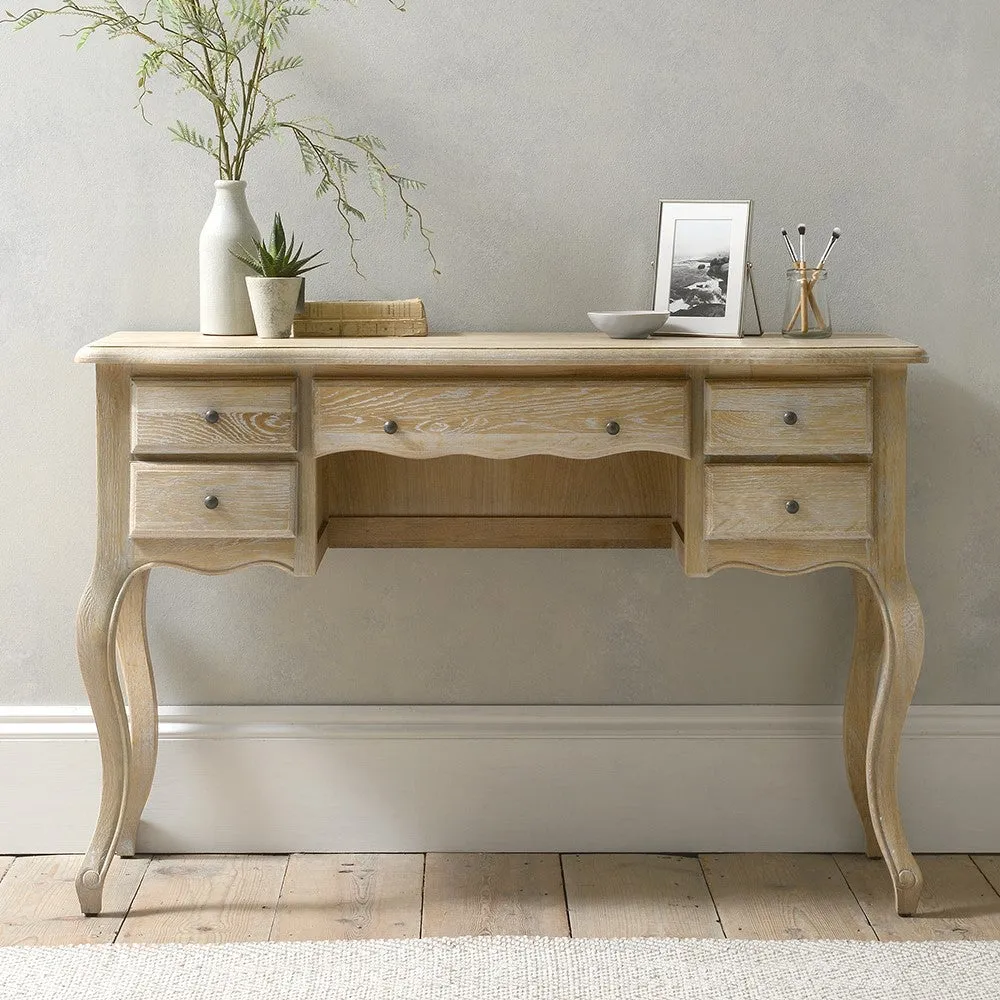 Camille Dressing Table with Drawers - Limewash, Oak image