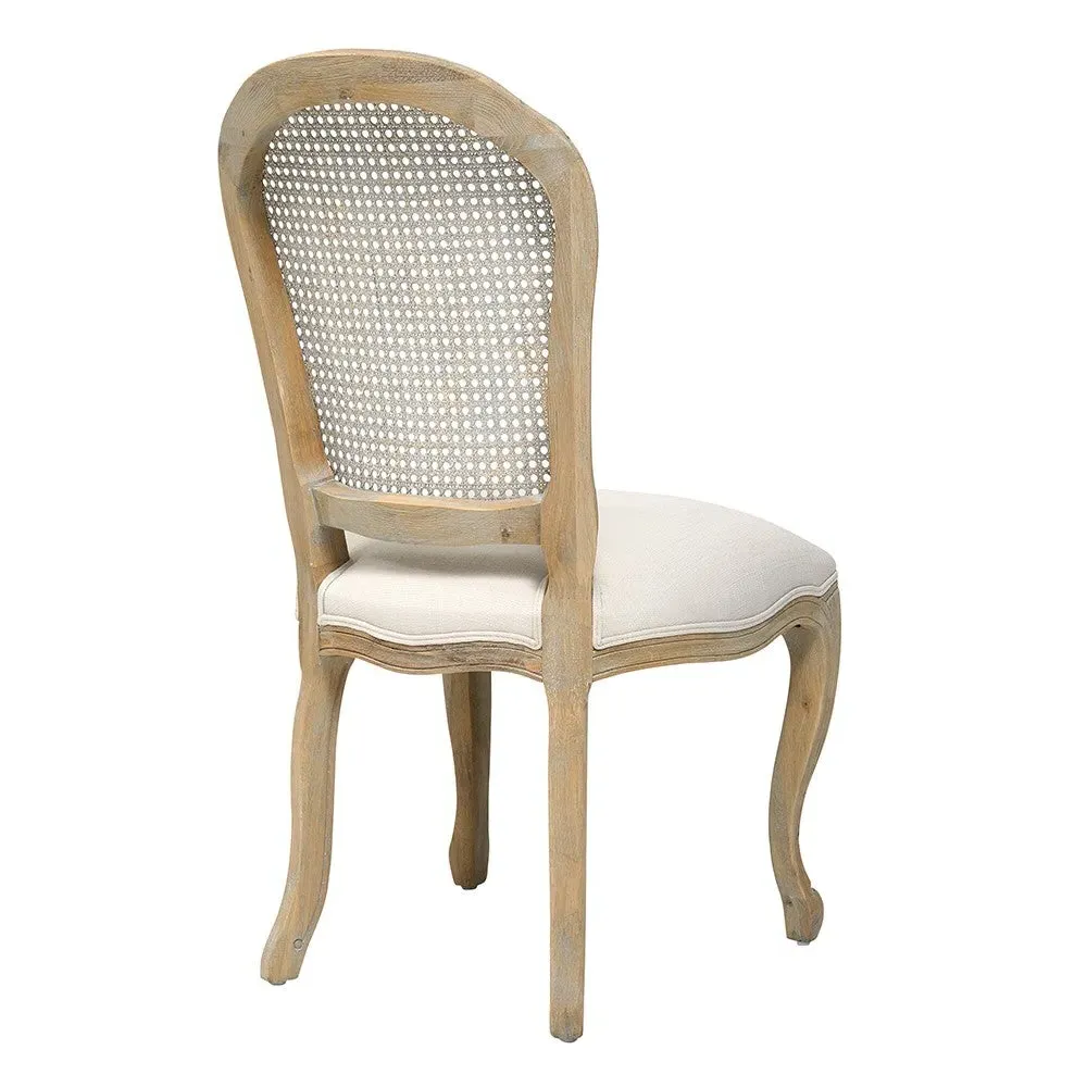 Camille Rattan Back Dining Chair - Limewash, Oak