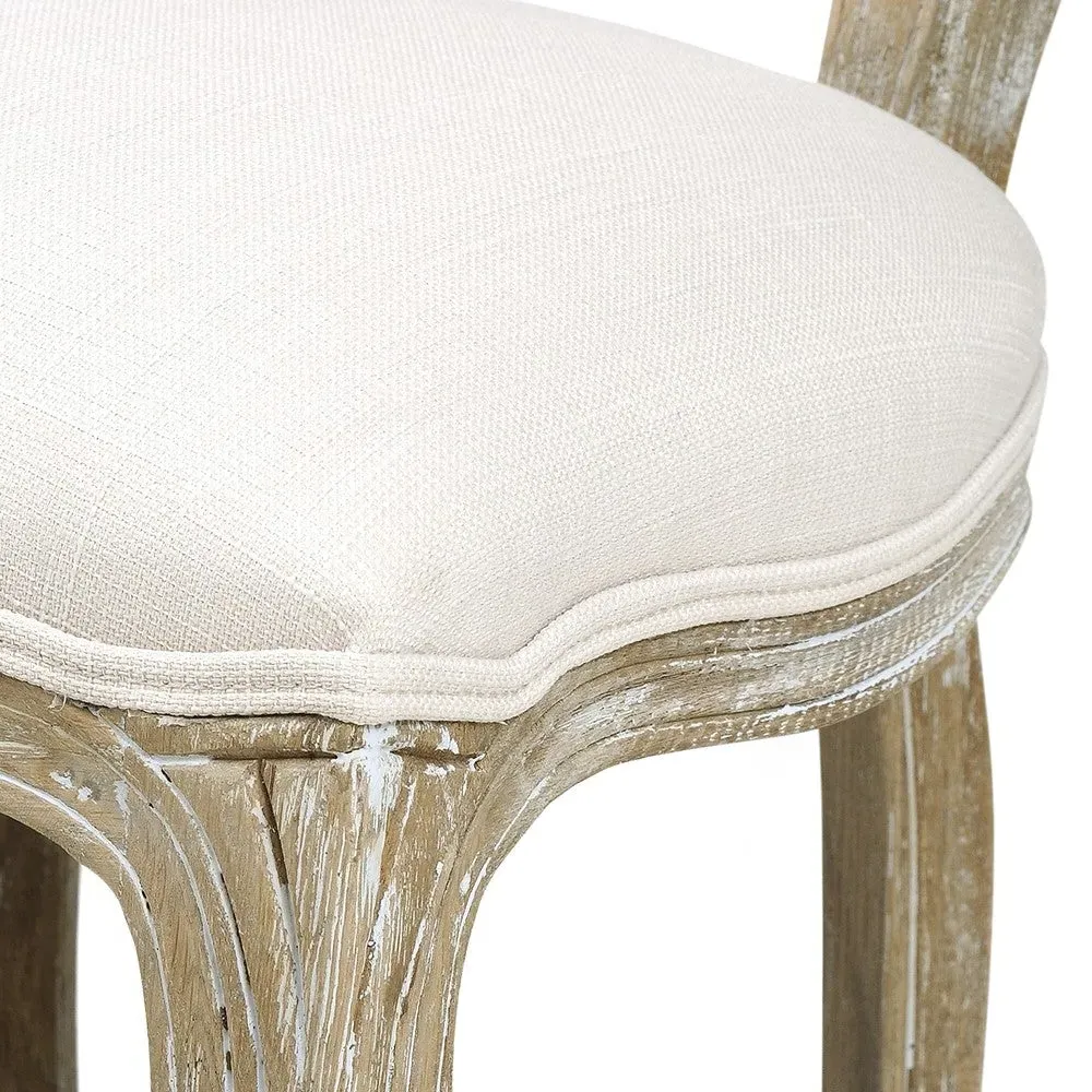 Camille Rattan Back Dining Chair - Limewash, Oak