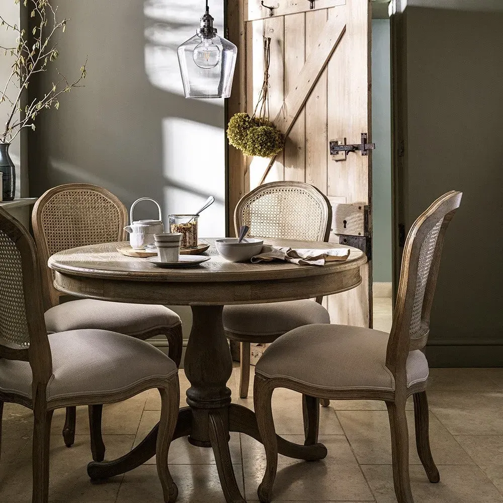 Camille Rattan Back Dining Chair - Limewash, Oak image