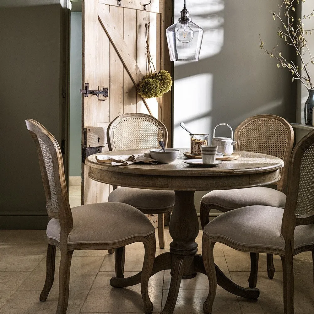 Camille Rattan Back Dining Chair Set of 4 - Brown, Oak