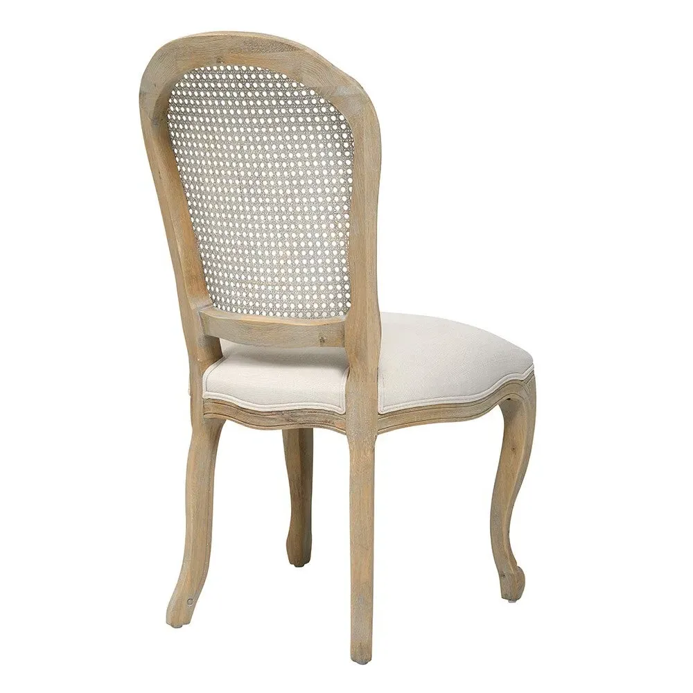 Camille Rattan Back Dining Chair Set of 4 - Brown, Oak