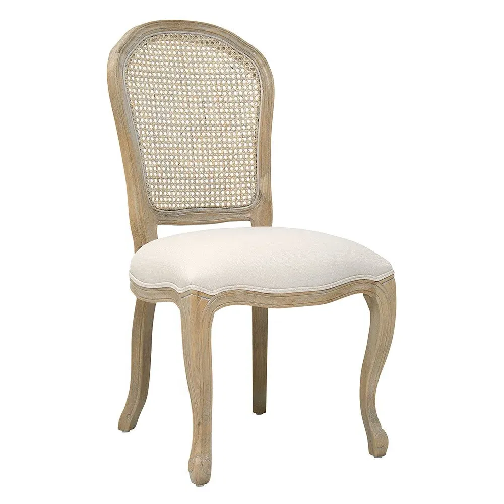 Camille Rattan Back Dining Chair Set of 4 - Brown, Oak