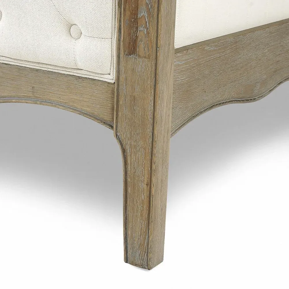 Camille Super King Bed Frame with Buttoned Headboard - Oak