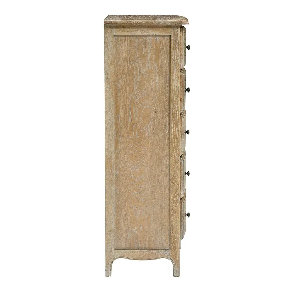 Camille Tall 5 Drawer Chest - Limewash, Oak