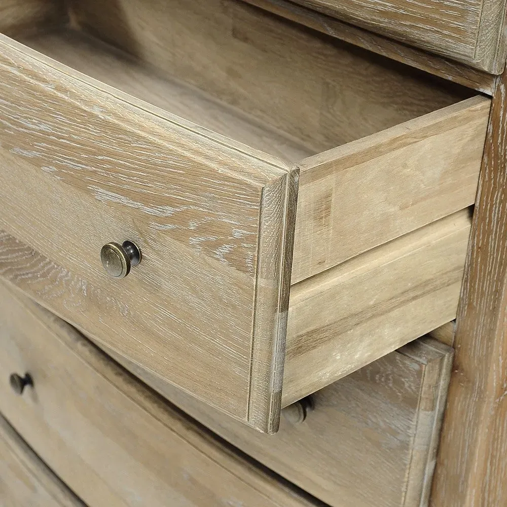 Camille Tall 5 Drawer Chest - Limewash, Oak