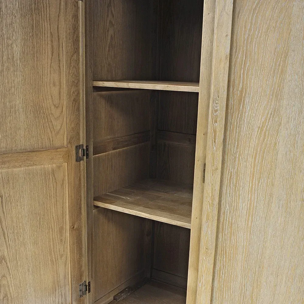 Camille Triple Wardrobe with Drawers - Limewash, Oak