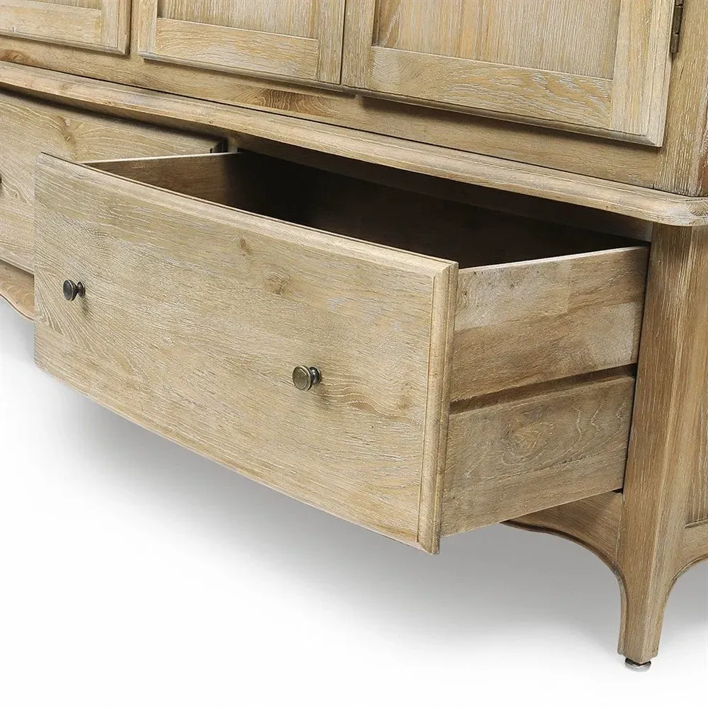 Camille Triple Wardrobe with Drawers - Limewash, Oak