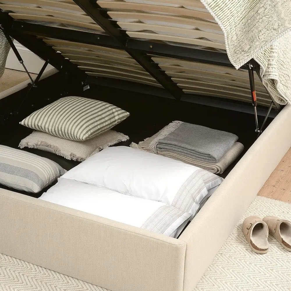 Cecily King Size Ottoman Bed with Storage - Sand