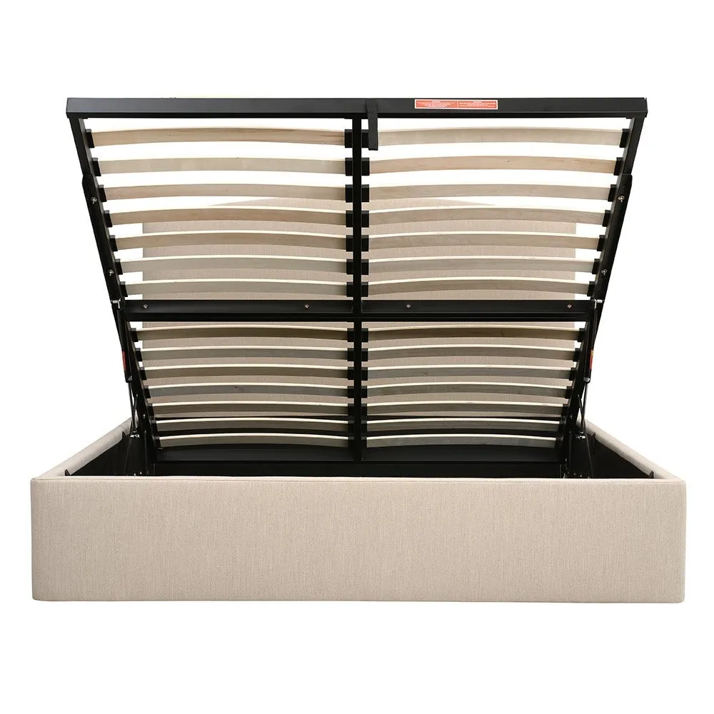 Cecily King Size Ottoman Bed with Storage - Sand