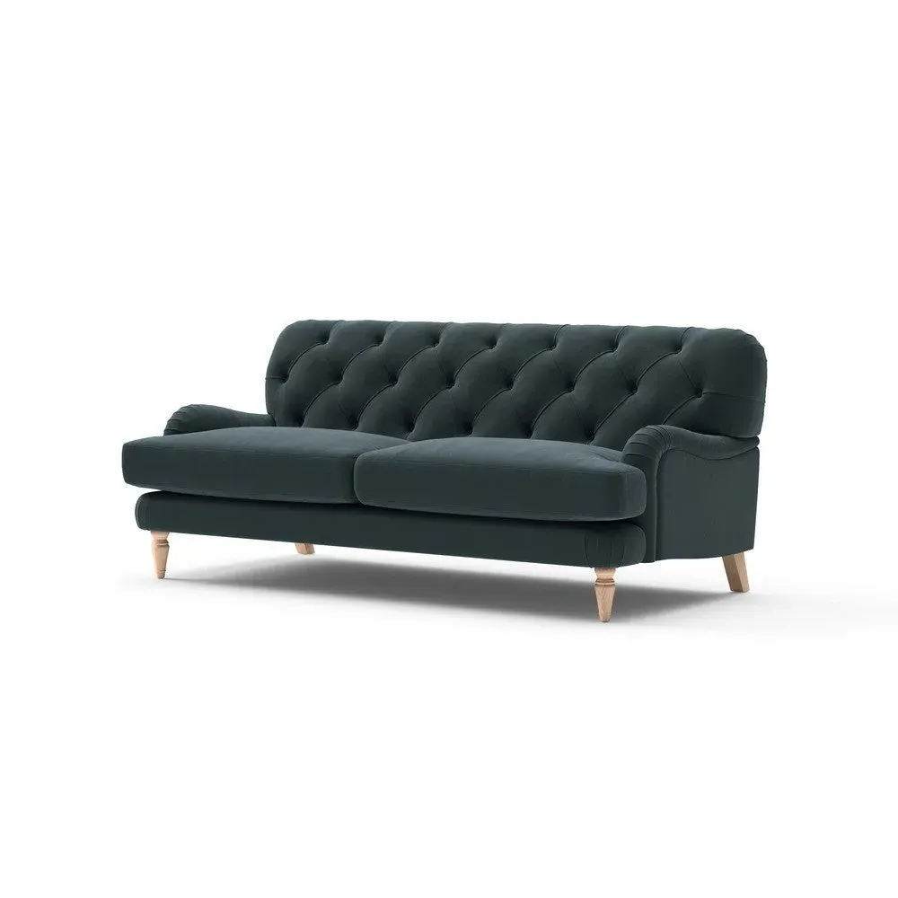 3 Seater Sofa - Blue, Matt Velvet