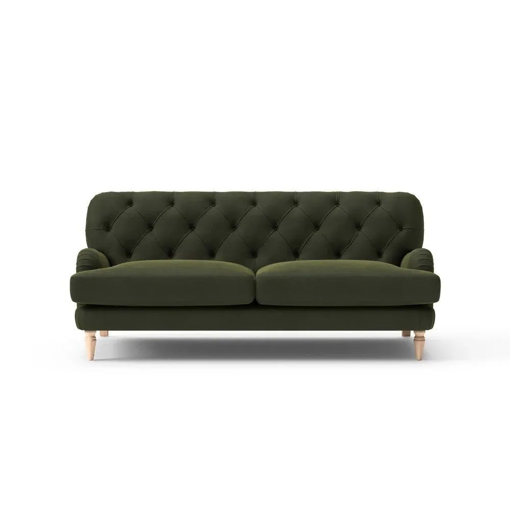 3-Seater Sofa - Forest Green, Matt Velvet