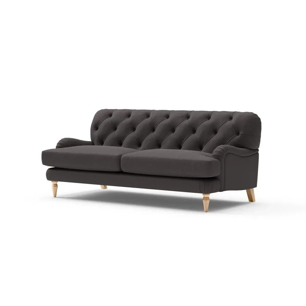 3-Seater Sofa - Grey Brown, Chunky Cotton