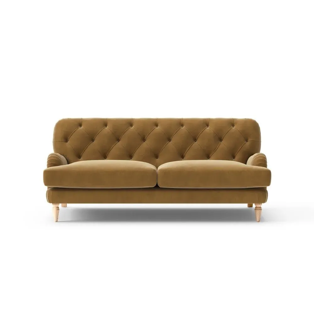 3-Seater Sofa - Mustard, Matt Velvet image