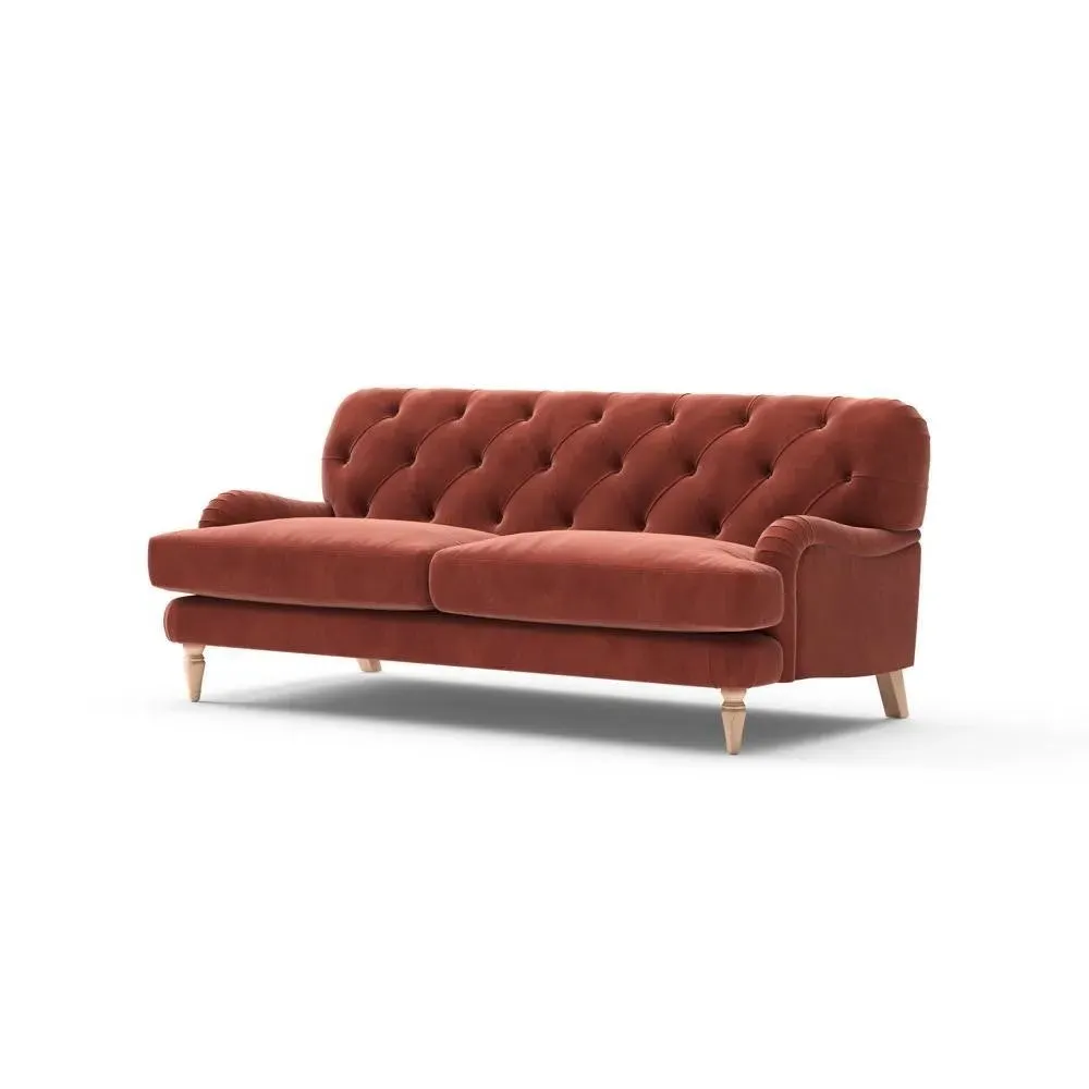 3-Seater Sofa - Red, Matt Velvet