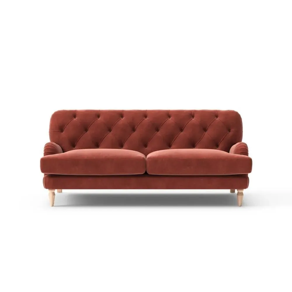 3-Seater Sofa - Red, Matt Velvet