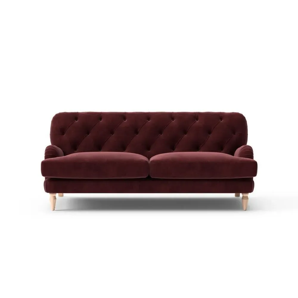 3-Seater Sofa with Deep-Buttoned Back - Dark Rosehip, Velvet image